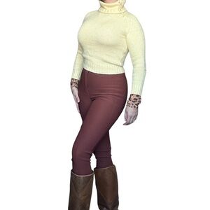 Cashangora light yellow - Blend Textured Funnel Neck Sweater Size Small